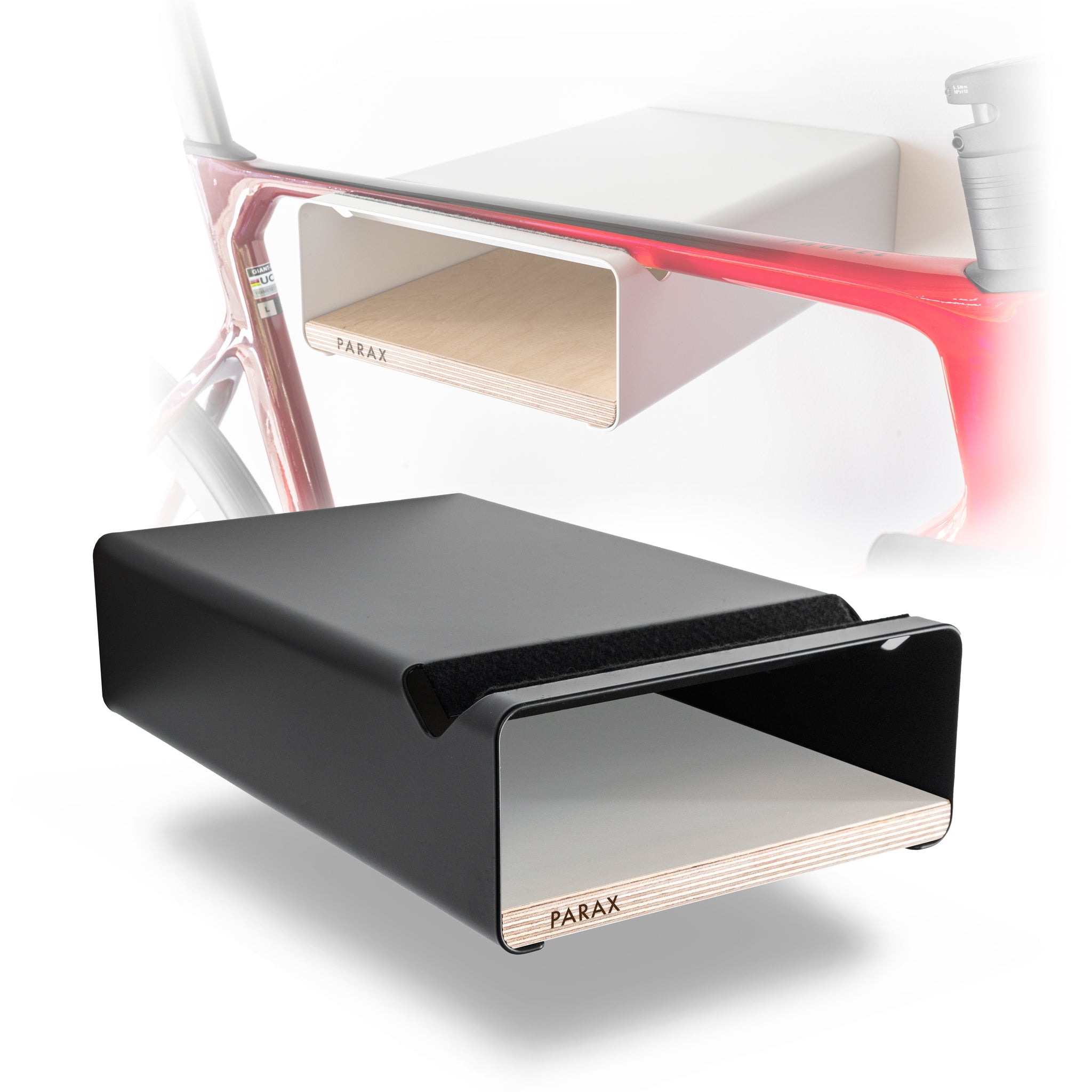 Bicycle wall mount with shelf | S Rack | parax – PARAX Bike Racks