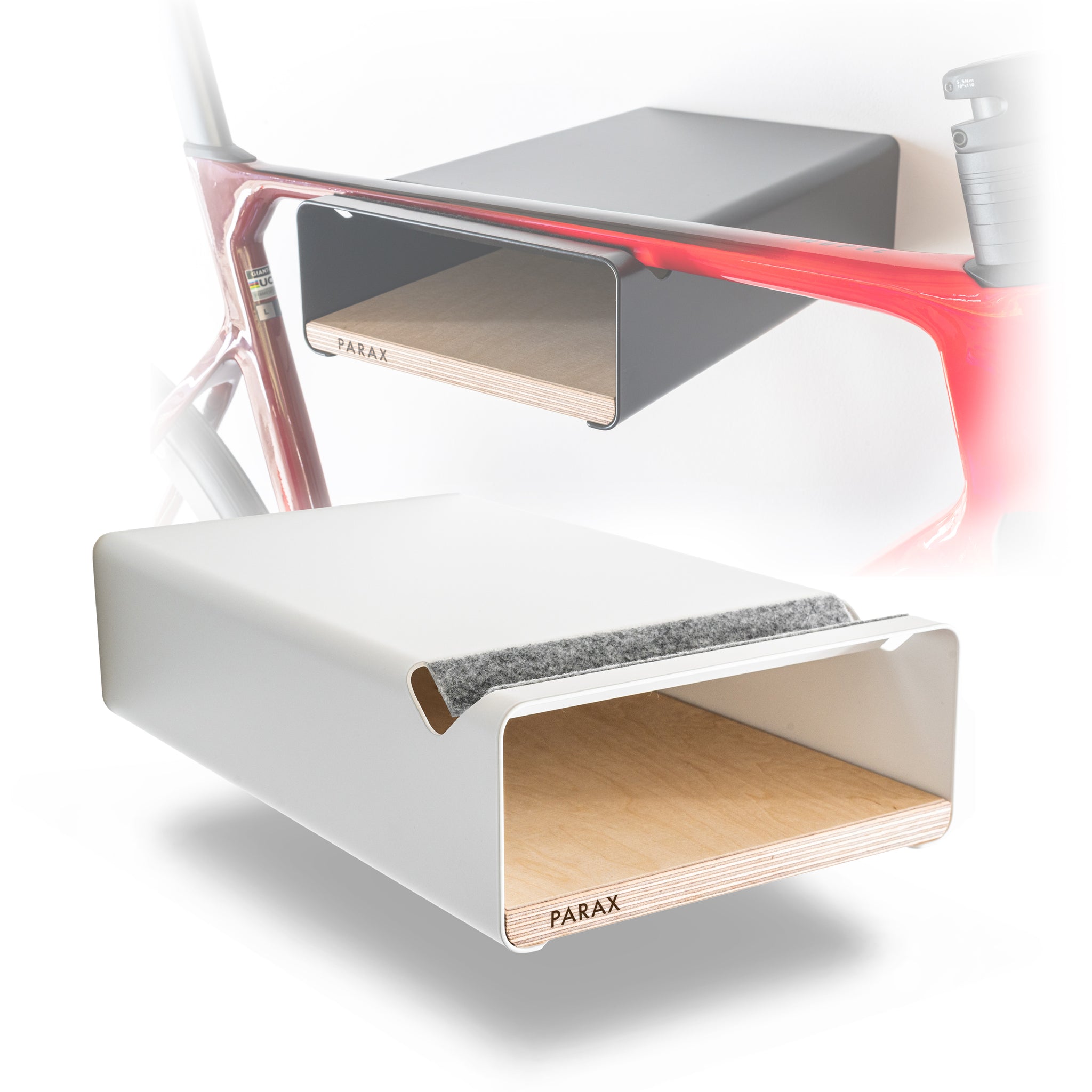 Bicycle wall mount with shelf | S Rack | parax – PARAX Bike Racks