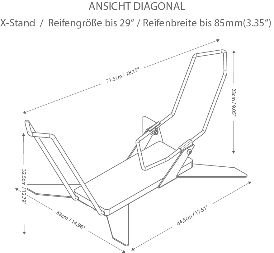 Dimensionen des X-STANDS 